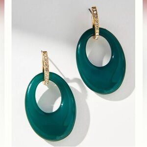 Anthropologie Stone Huggie Hoop Earrings - NWT - Turquoise